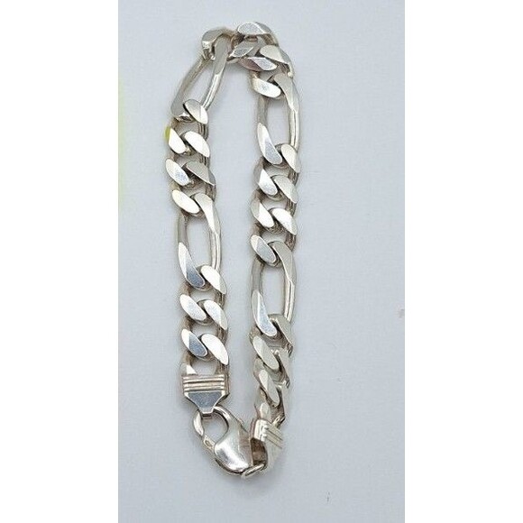 Men's 925 Silver Italy Figaro Link Bracelet... 8" Long, 1.4 oz of Silver. - Picture 1 of 7